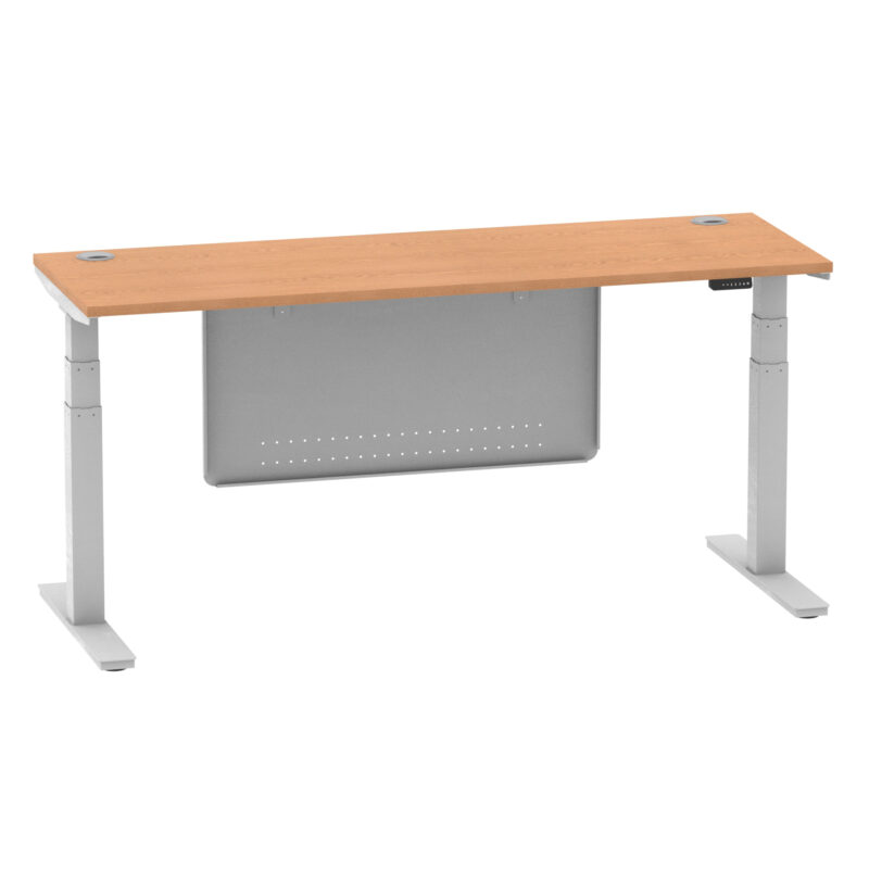 Breeze Height Adjustable Slimline Desk With Cable Ports With Steel Modesty Panel - Image 292