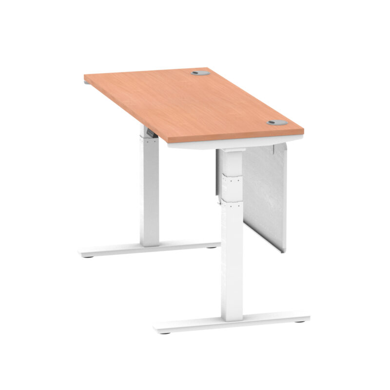 Breeze Height Adjustable Slimline Desk With Cable Ports With Steel Modesty Panel - Image 36