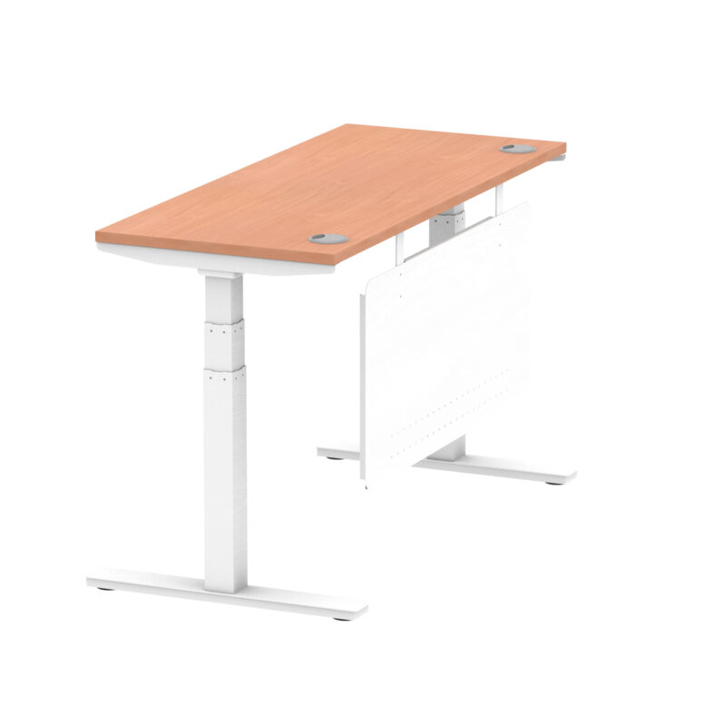 Breeze Height Adjustable Slimline Desk With Cable Ports With Steel Modesty Panel - Image 37