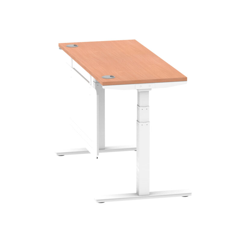 Breeze Height Adjustable Slimline Desk With Cable Ports With Steel Modesty Panel - Image 40