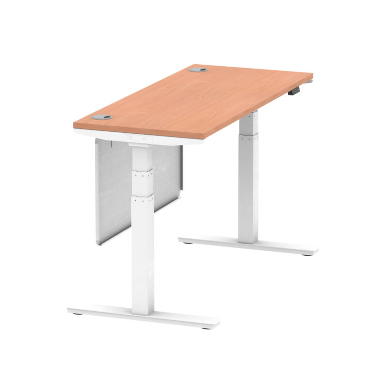 Breeze Height Adjustable Slimline Desk With Cable Ports With Steel Modesty Panel - Image 41