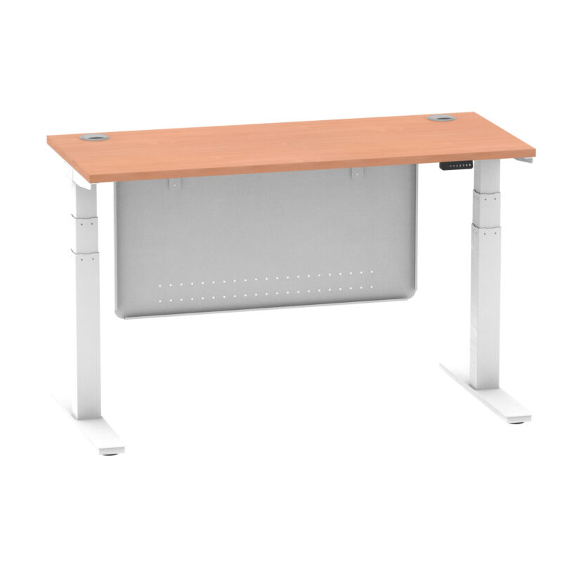 Breeze Height Adjustable Slimline Desk With Cable Ports With Steel Modesty Panel - Image 42