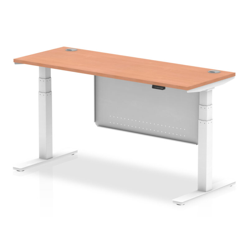 Breeze Height Adjustable Slimline Desk With Cable Ports With Steel Modesty Panel - Image 165
