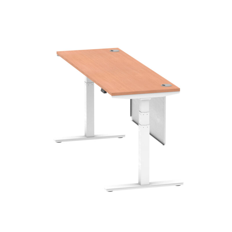Breeze Height Adjustable Slimline Desk With Cable Ports With Steel Modesty Panel - Image 198