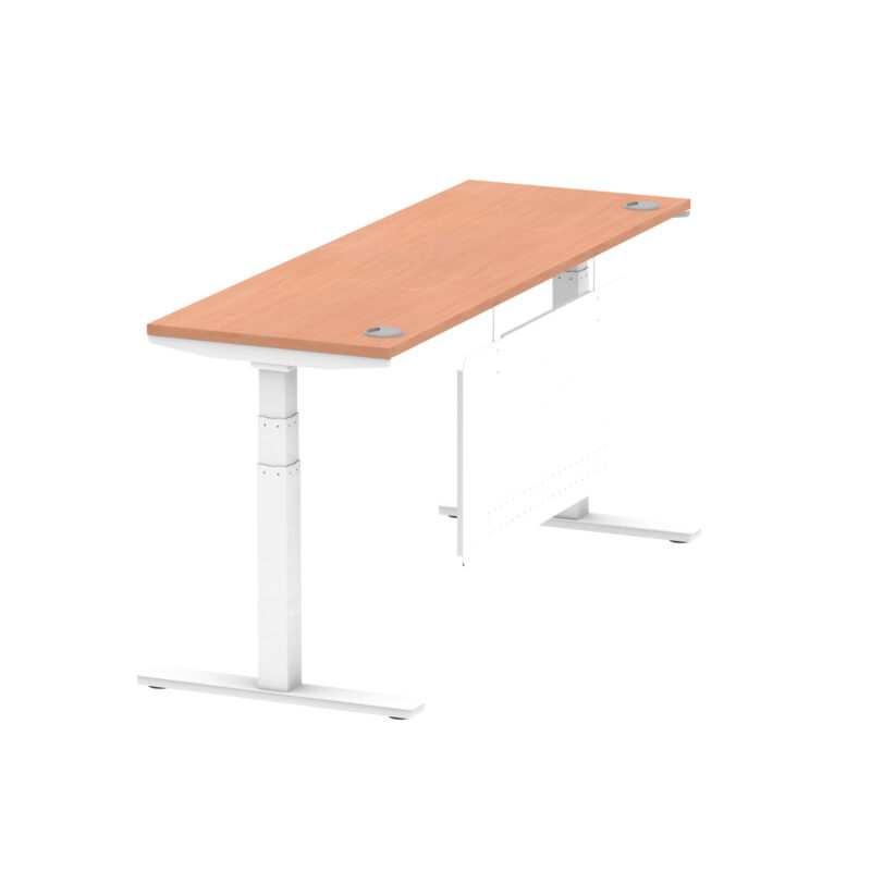 Breeze Height Adjustable Slimline Desk With Cable Ports With Steel Modesty Panel - Image 199