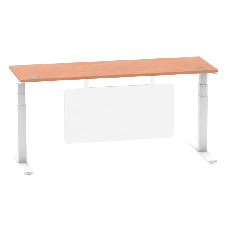 Breeze Height Adjustable Slimline Desk With Cable Ports With Steel Modesty Panel - Image 200