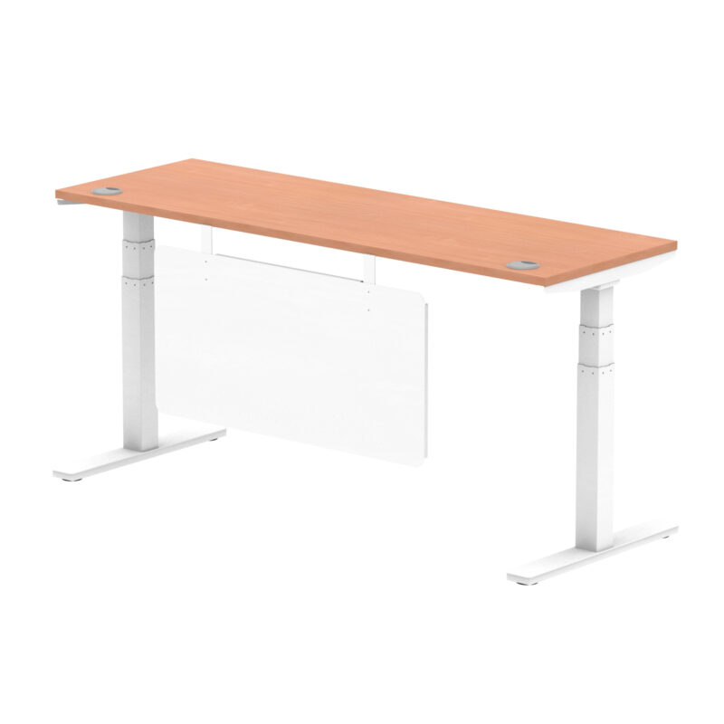 Breeze Height Adjustable Slimline Desk With Cable Ports With Steel Modesty Panel - Image 201
