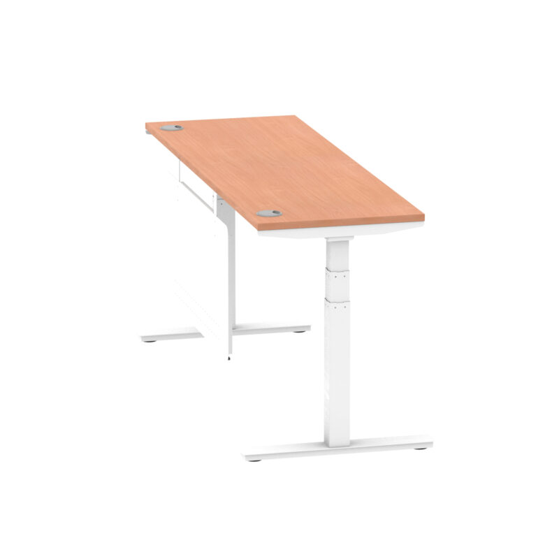 Breeze Height Adjustable Slimline Desk With Cable Ports With Steel Modesty Panel - Image 202