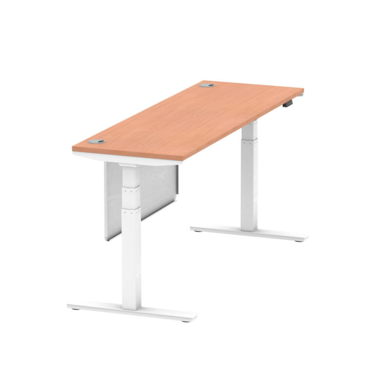 Breeze Height Adjustable Slimline Desk With Cable Ports With Steel Modesty Panel - Image 203