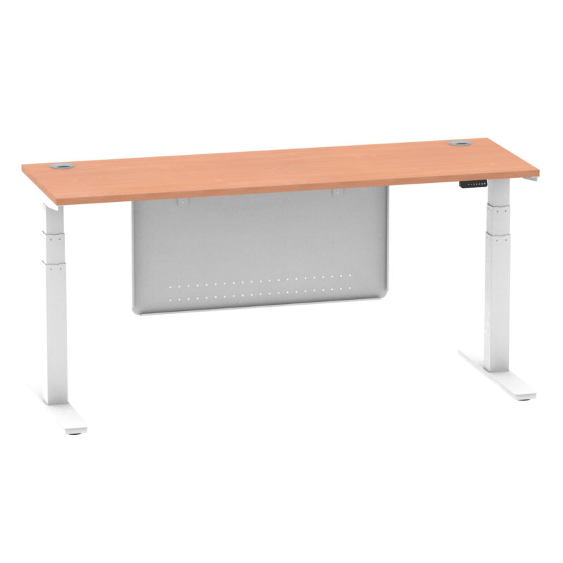 Breeze Height Adjustable Slimline Desk With Cable Ports With Steel Modesty Panel - Image 204