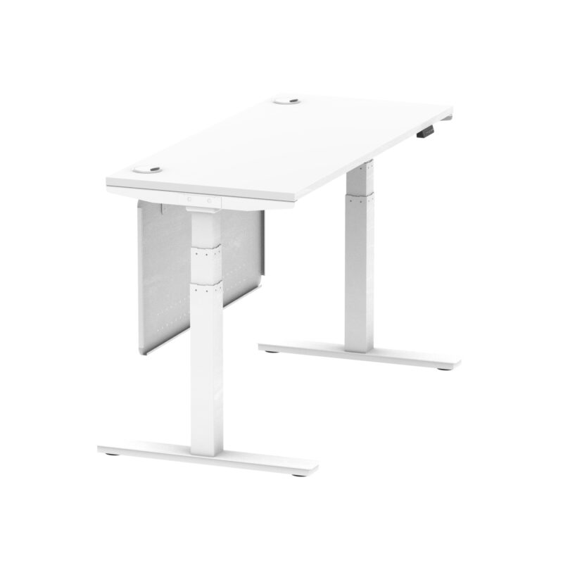 Breeze Height Adjustable Slimline Desk With Cable Ports With Steel Modesty Panel - Image 89