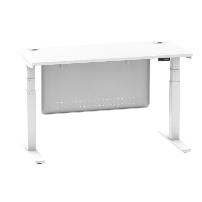 Breeze Height Adjustable Slimline Desk With Cable Ports With Steel Modesty Panel - Image 90