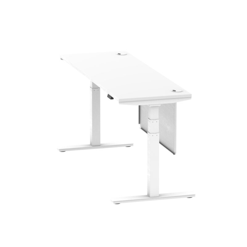 Breeze Height Adjustable Slimline Desk With Cable Ports With Steel Modesty Panel - Image 246