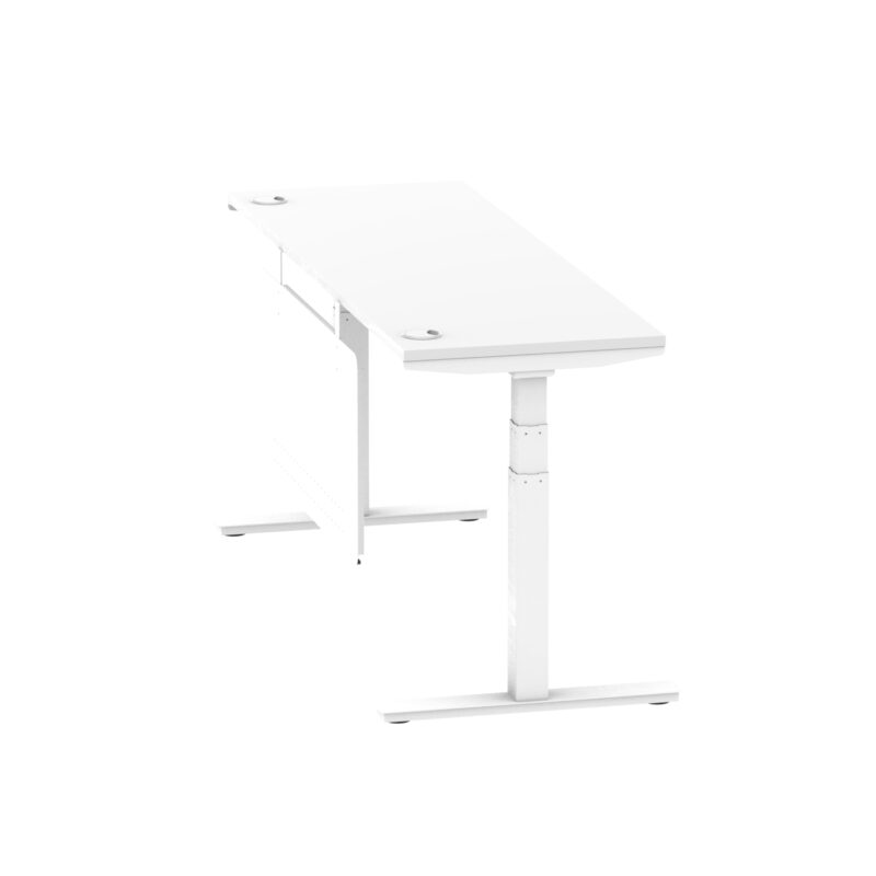 Breeze Height Adjustable Slimline Desk With Cable Ports With Steel Modesty Panel - Image 250