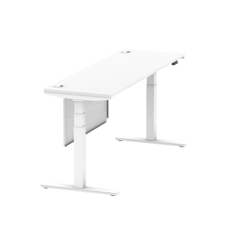 Breeze Height Adjustable Slimline Desk With Cable Ports With Steel Modesty Panel - Image 251