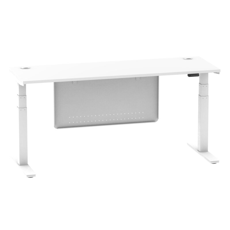 Breeze Height Adjustable Slimline Desk With Cable Ports With Steel Modesty Panel - Image 252
