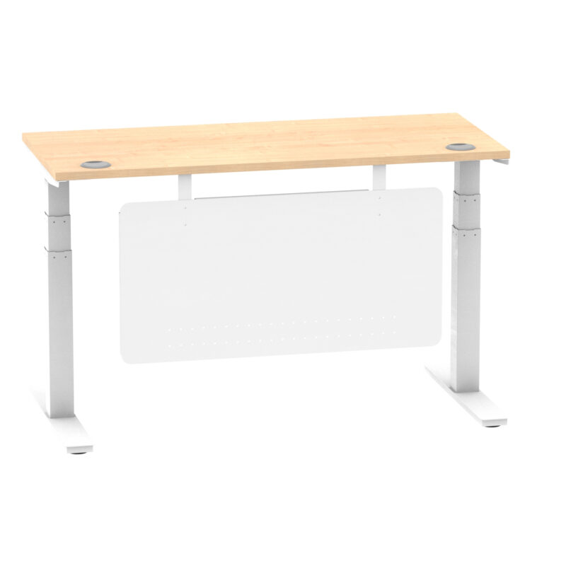 Breeze Height Adjustable Slimline Desk With Cable Ports With Steel Modesty Panel - Image 110