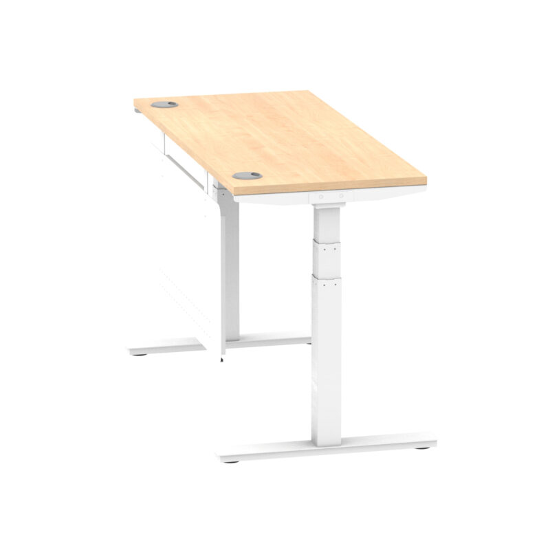 Breeze Height Adjustable Slimline Desk With Cable Ports With Steel Modesty Panel - Image 112