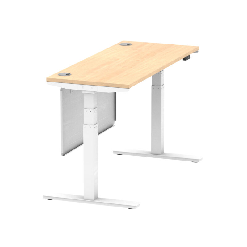 Breeze Height Adjustable Slimline Desk With Cable Ports With Steel Modesty Panel - Image 113