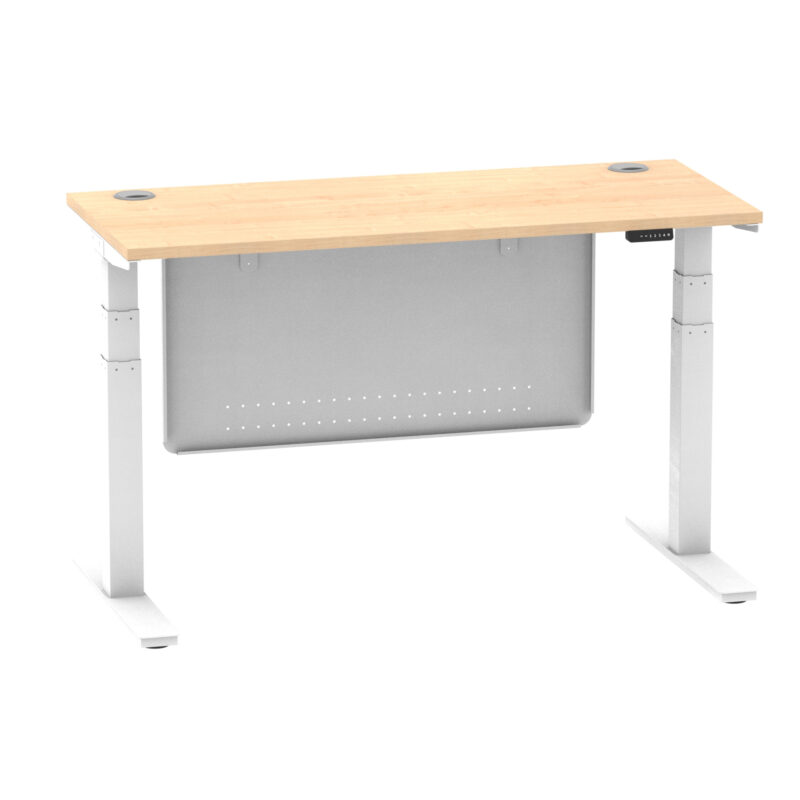 Breeze Height Adjustable Slimline Desk With Cable Ports With Steel Modesty Panel - Image 114