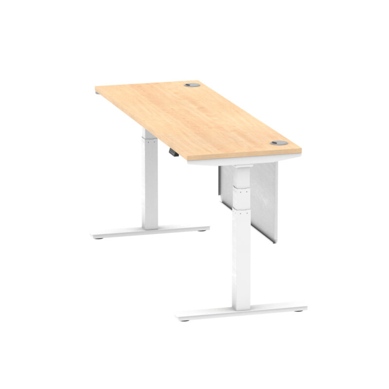 Breeze Height Adjustable Slimline Desk With Cable Ports With Steel Modesty Panel - Image 270