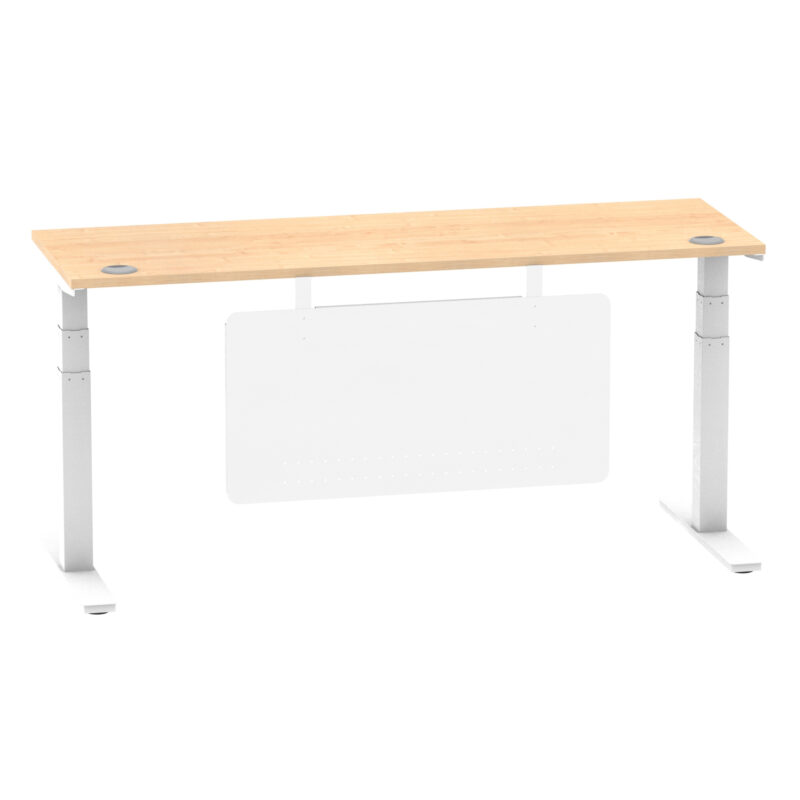 Breeze Height Adjustable Slimline Desk With Cable Ports With Steel Modesty Panel - Image 272