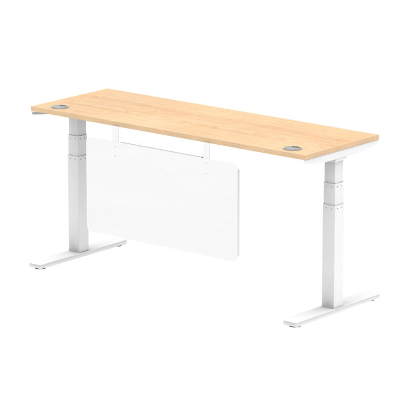Breeze Height Adjustable Slimline Desk With Cable Ports With Steel Modesty Panel - Image 273