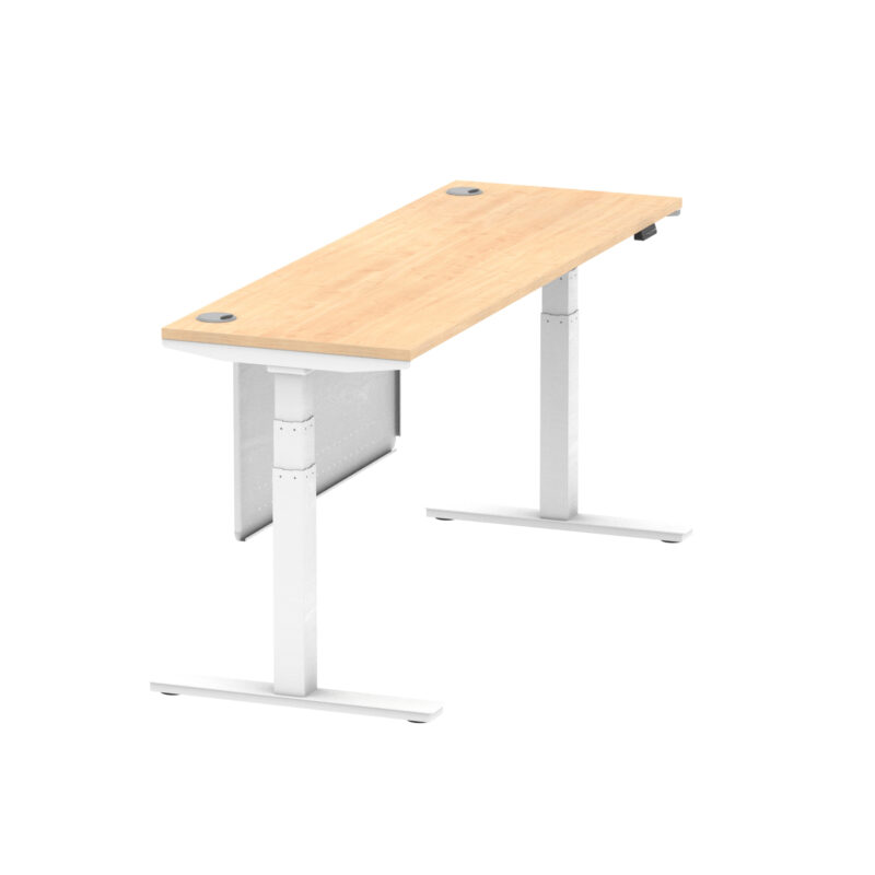 Breeze Height Adjustable Slimline Desk With Cable Ports With Steel Modesty Panel - Image 275