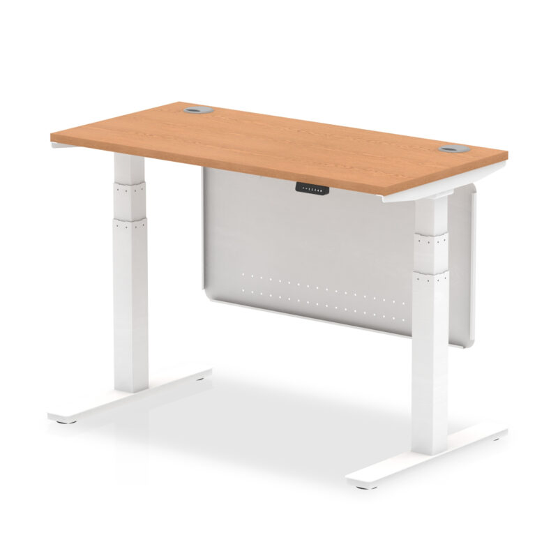 Breeze Height Adjustable Slimline Desk With Cable Ports With Steel Modesty Panel - Image 15