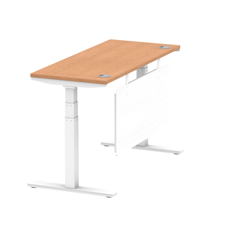 Breeze Height Adjustable Slimline Desk With Cable Ports With Steel Modesty Panel - Image 133