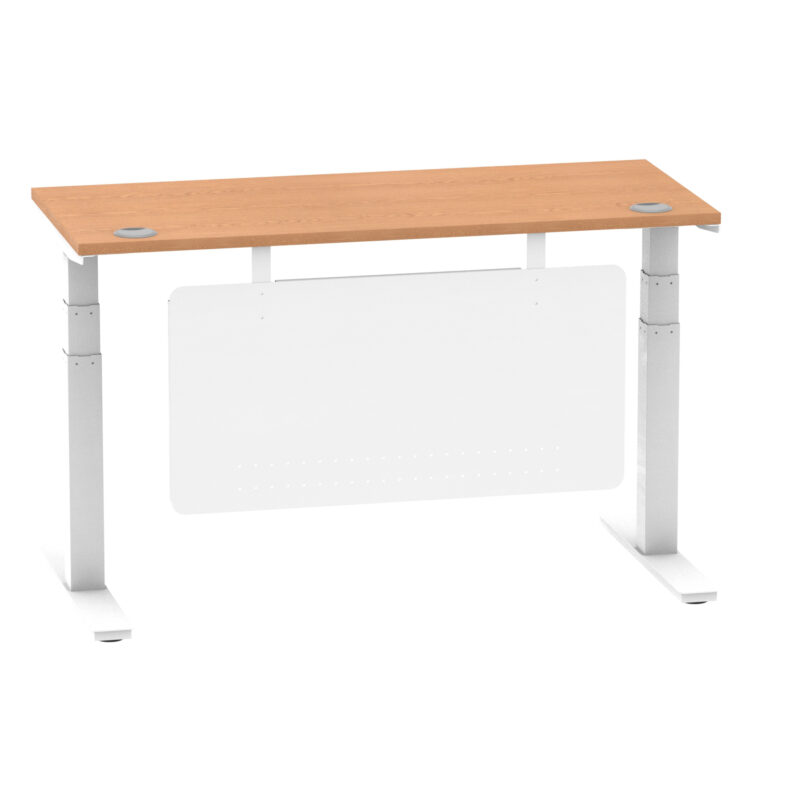 Breeze Height Adjustable Slimline Desk With Cable Ports With Steel Modesty Panel - Image 134