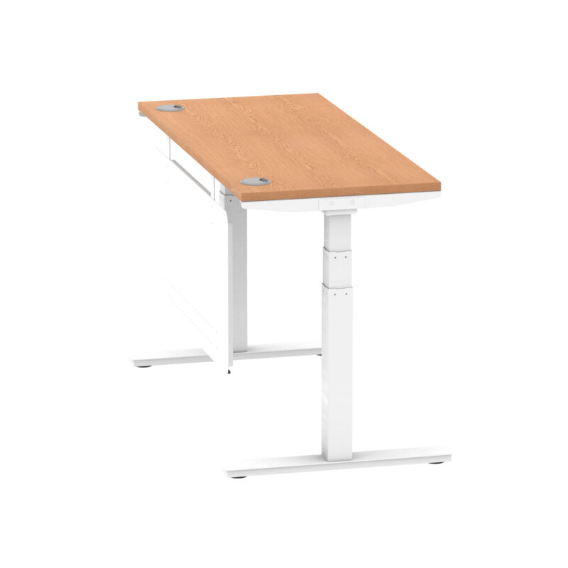 Breeze Height Adjustable Slimline Desk With Cable Ports With Steel Modesty Panel - Image 136