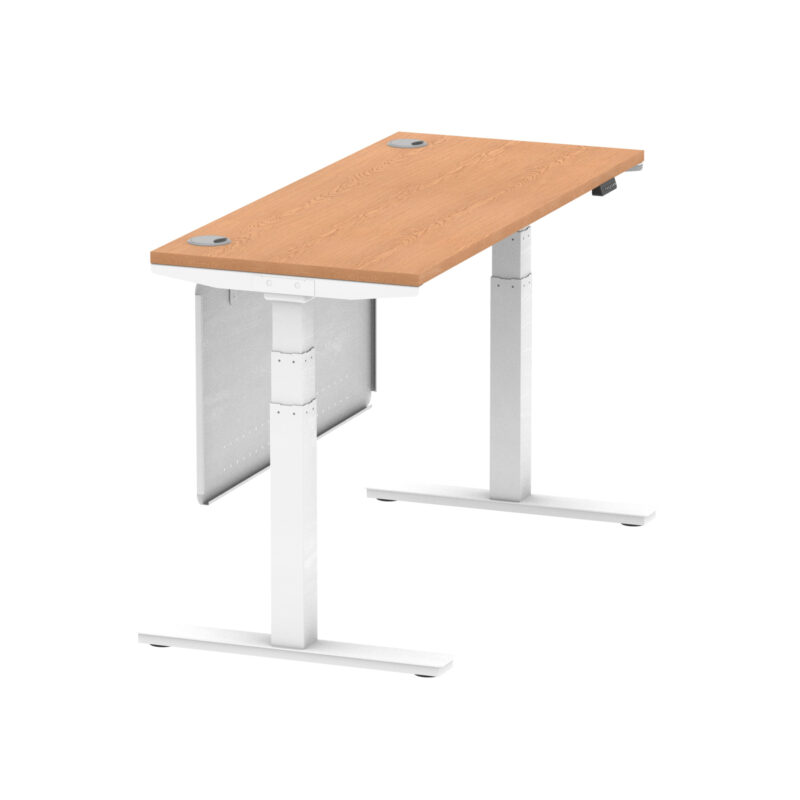 Breeze Height Adjustable Slimline Desk With Cable Ports With Steel Modesty Panel - Image 137