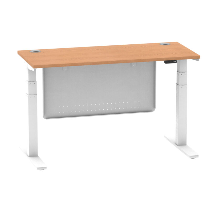 Breeze Height Adjustable Slimline Desk With Cable Ports With Steel Modesty Panel - Image 138