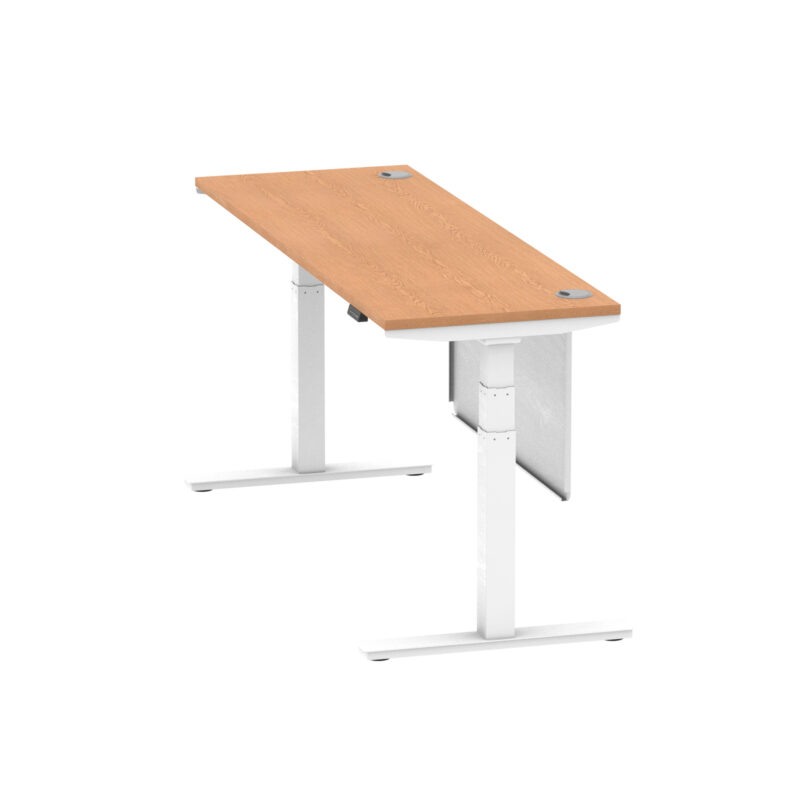 Breeze Height Adjustable Slimline Desk With Cable Ports With Steel Modesty Panel - Image 294