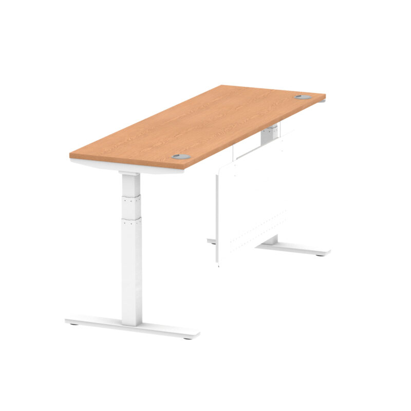 Breeze Height Adjustable Slimline Desk With Cable Ports With Steel Modesty Panel - Image 295