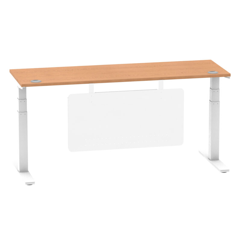 Breeze Height Adjustable Slimline Desk With Cable Ports With Steel Modesty Panel - Image 296