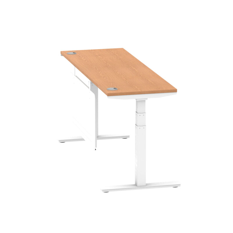 Breeze Height Adjustable Slimline Desk With Cable Ports With Steel Modesty Panel - Image 298
