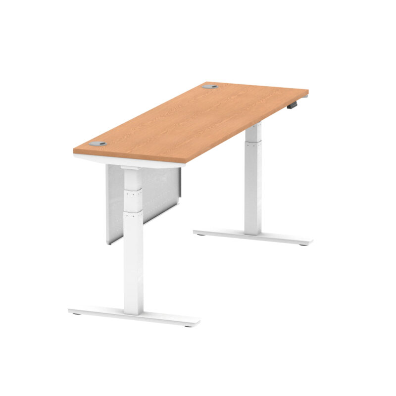 Breeze Height Adjustable Slimline Desk With Cable Ports With Steel Modesty Panel - Image 299