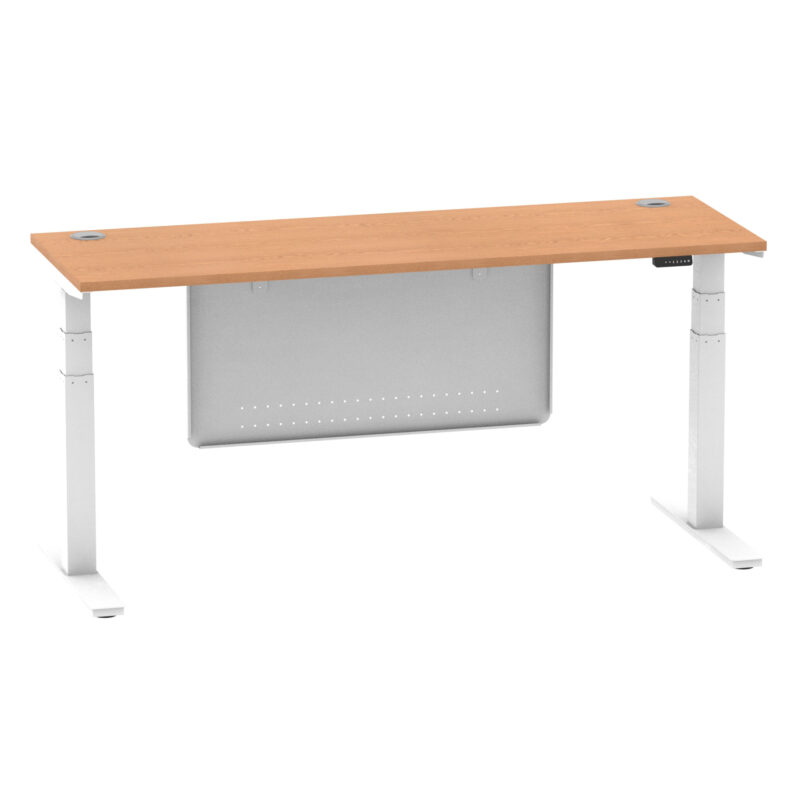 Breeze Height Adjustable Slimline Desk With Cable Ports With Steel Modesty Panel - Image 300