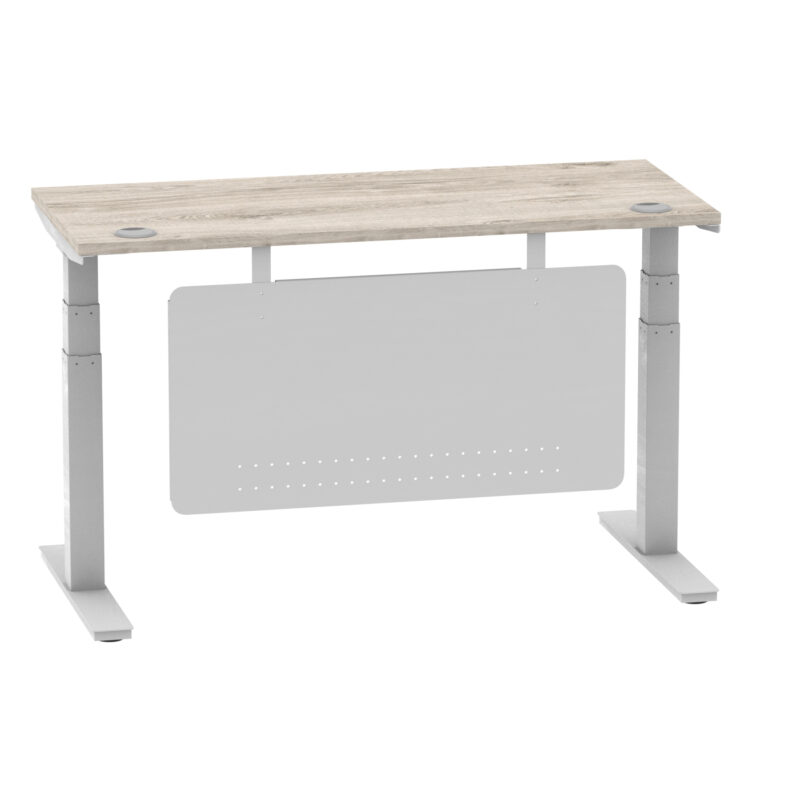 Breeze Height Adjustable Slimline Desk With Cable Ports With Steel Modesty Panel - Image 150