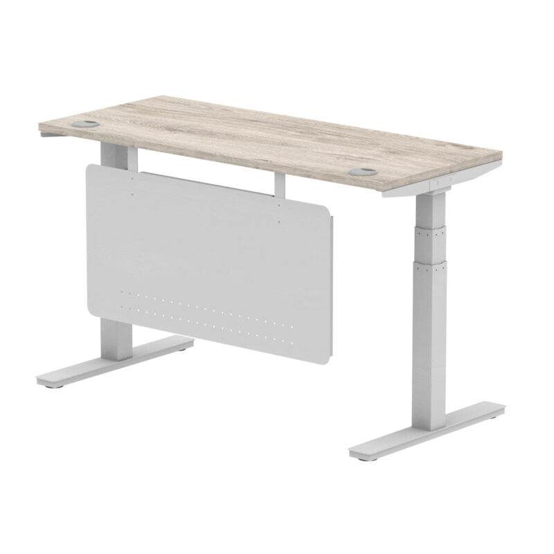 Breeze Height Adjustable Slimline Desk With Cable Ports With Steel Modesty Panel - Image 151