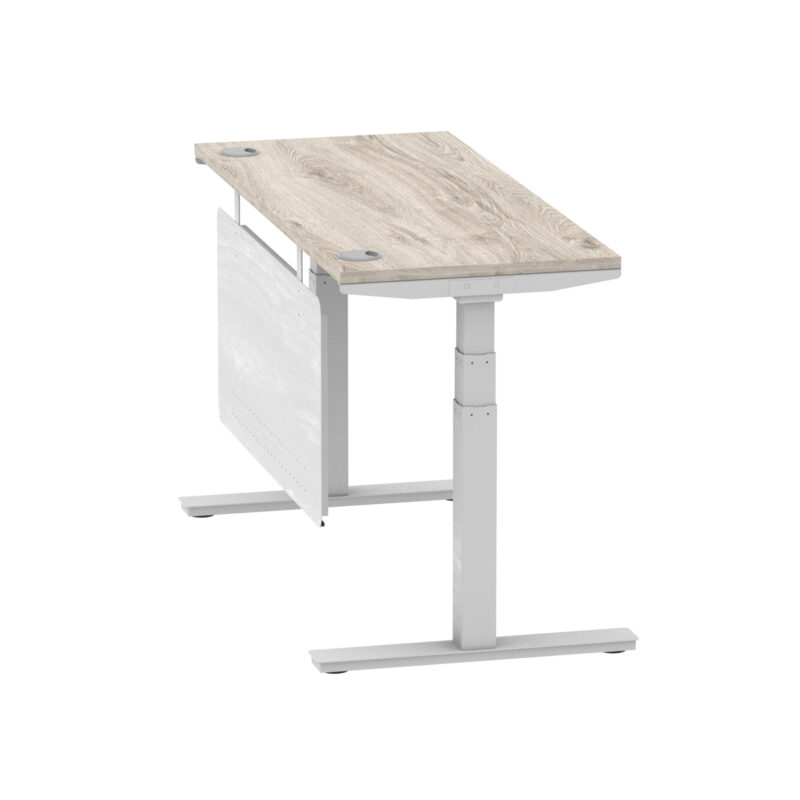 Breeze Height Adjustable Slimline Desk With Cable Ports With Steel Modesty Panel - Image 152