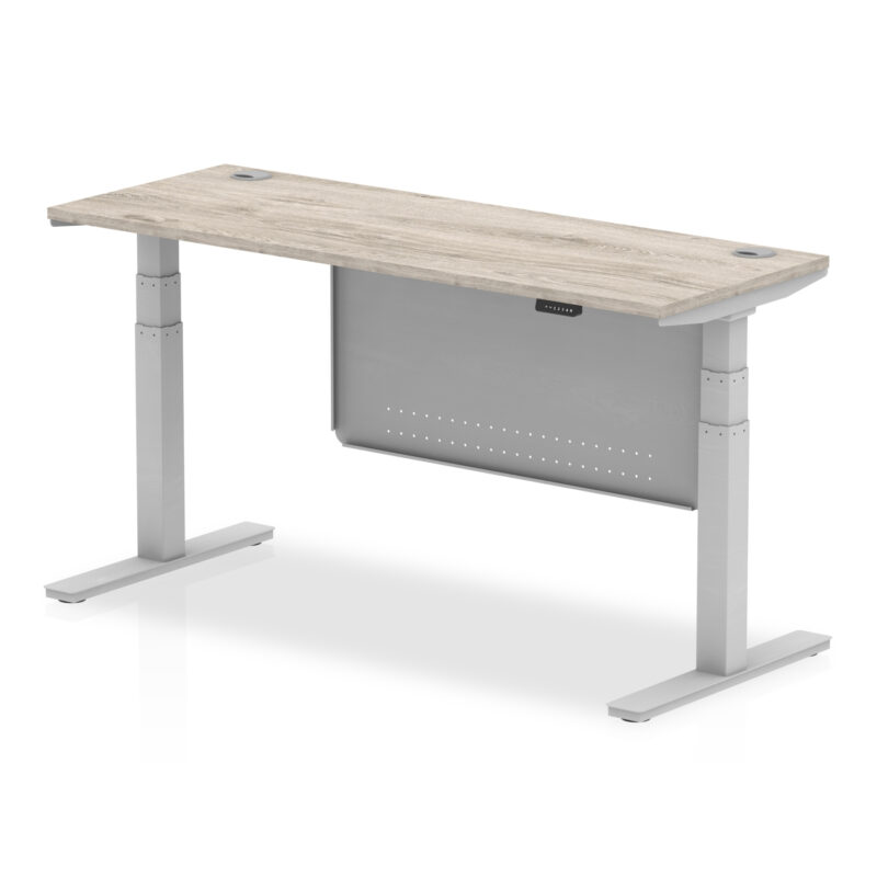 Breeze Height Adjustable Slimline Desk With Cable Ports With Steel Modesty Panel - Image 179