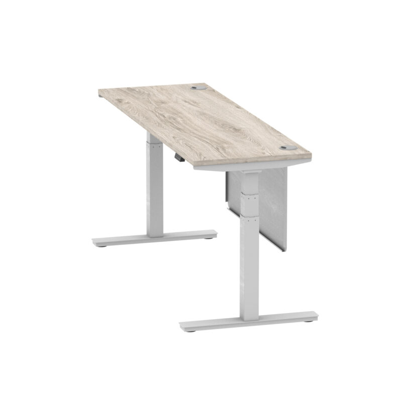 Breeze Height Adjustable Slimline Desk With Cable Ports With Steel Modesty Panel - Image 310
