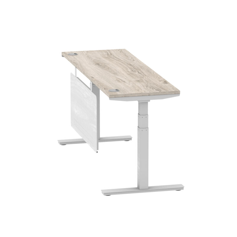 Breeze Height Adjustable Slimline Desk With Cable Ports With Steel Modesty Panel - Image 314