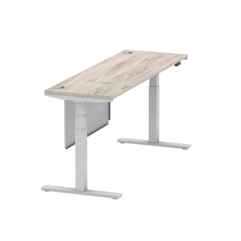 Breeze Height Adjustable Slimline Desk With Cable Ports With Steel Modesty Panel - Image 315