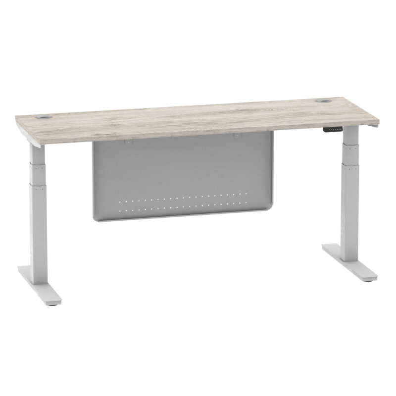 Breeze Height Adjustable Slimline Desk With Cable Ports With Steel Modesty Panel - Image 316