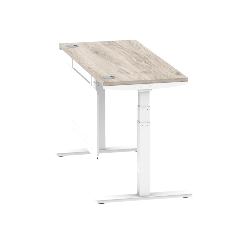 Breeze Height Adjustable Slimline Desk With Cable Ports With Steel Modesty Panel - Image 160