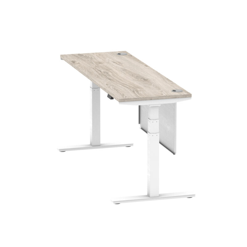 Breeze Height Adjustable Slimline Desk With Cable Ports With Steel Modesty Panel - Image 318